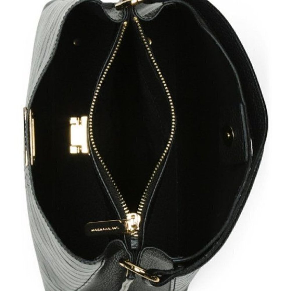 Marina Galanti Croc Bucket Messenger Black Leather Cross Body - Picture 4 of 5
